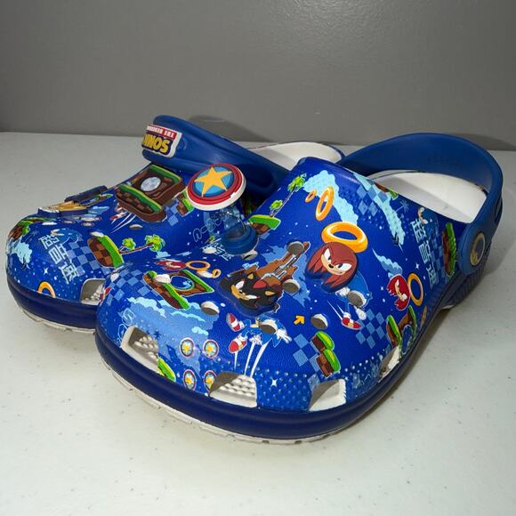 Croc Sonic the Hedgehog Classic Clog Junior Size 2 Blue Graphic Slip On Shoes - Picture 1 of 5